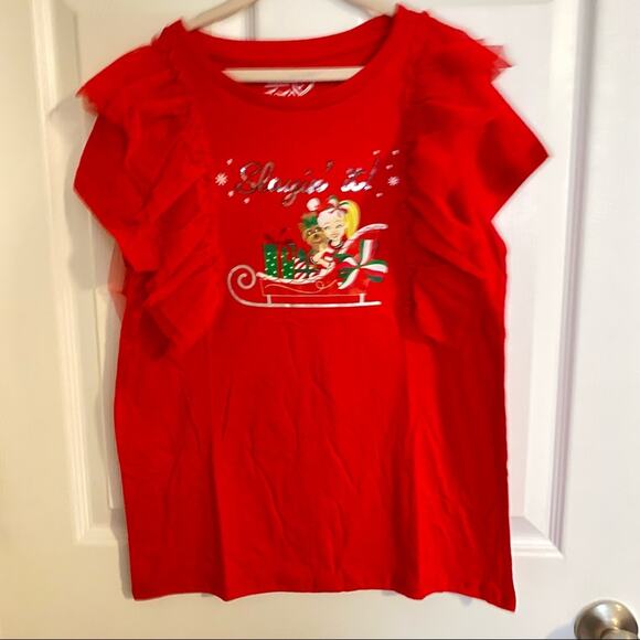 Jojo Siwa top Christmas Girls XXL Slayin it Santa sleigh sequin ruffle 18-20 NWT - Picture 5 of 8